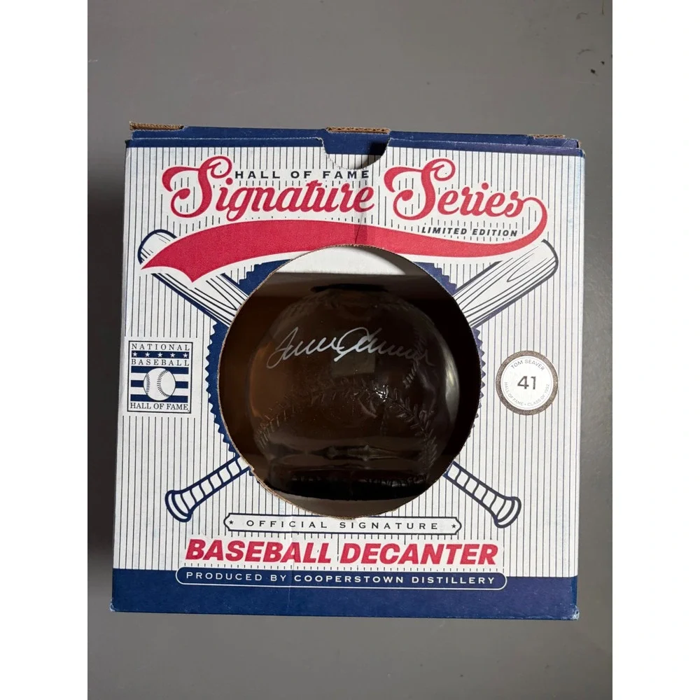 Tom Seaver Cooperstown Distillery Baseball Decanter Bottle Empty In Box Mets